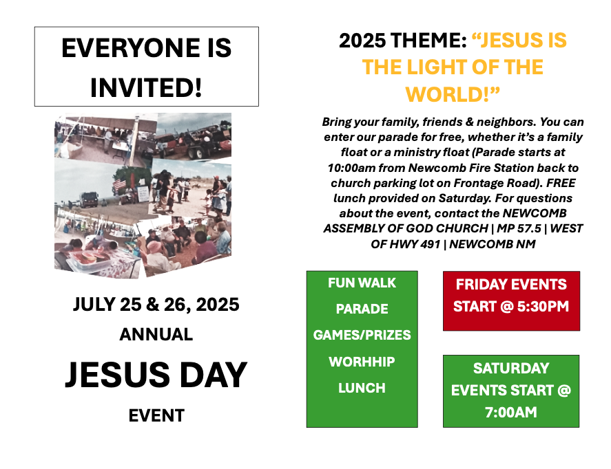 Jesus Day Event in Newcomb — July 25-26